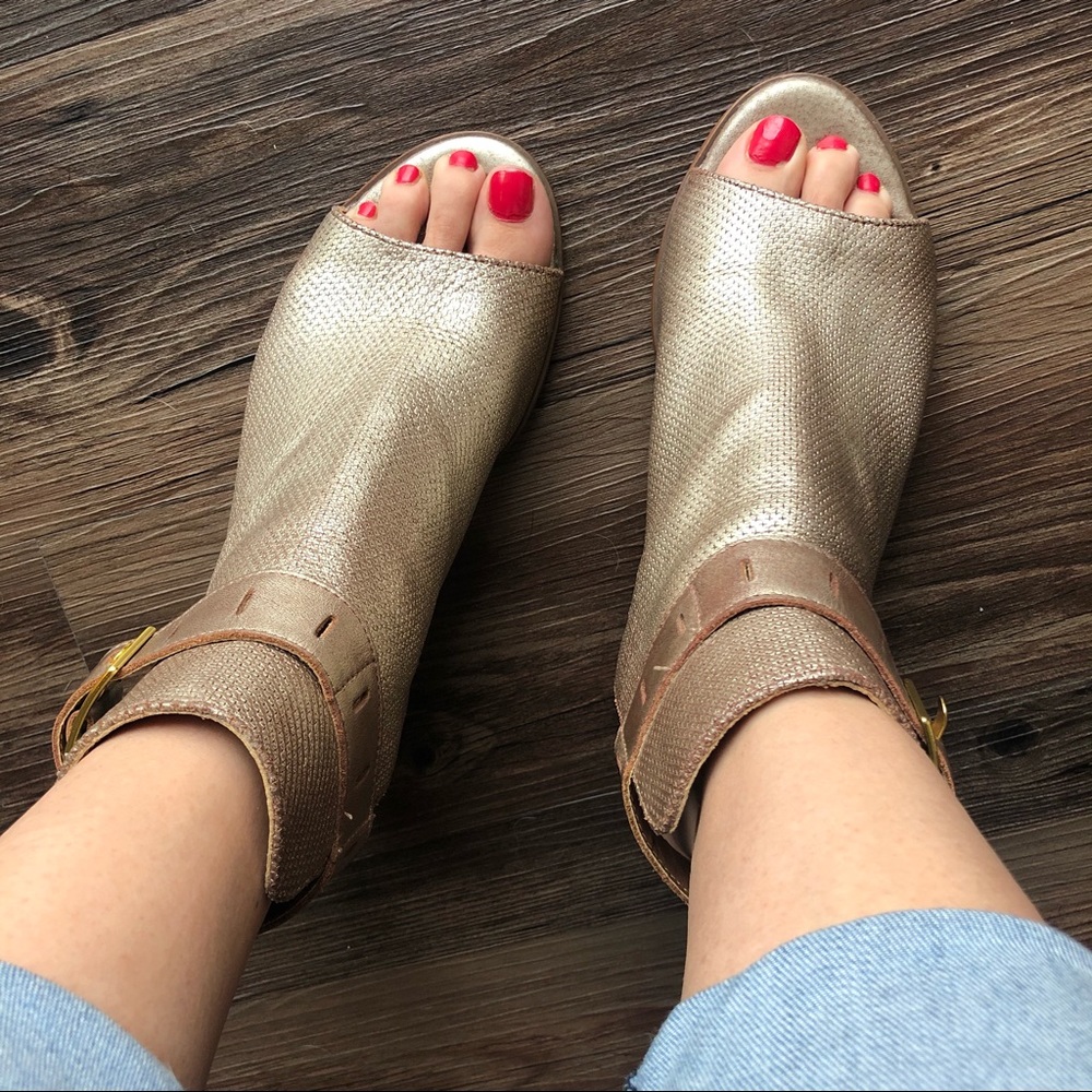 Nicole | Tallulah Open Toe Metallic Mule Booties